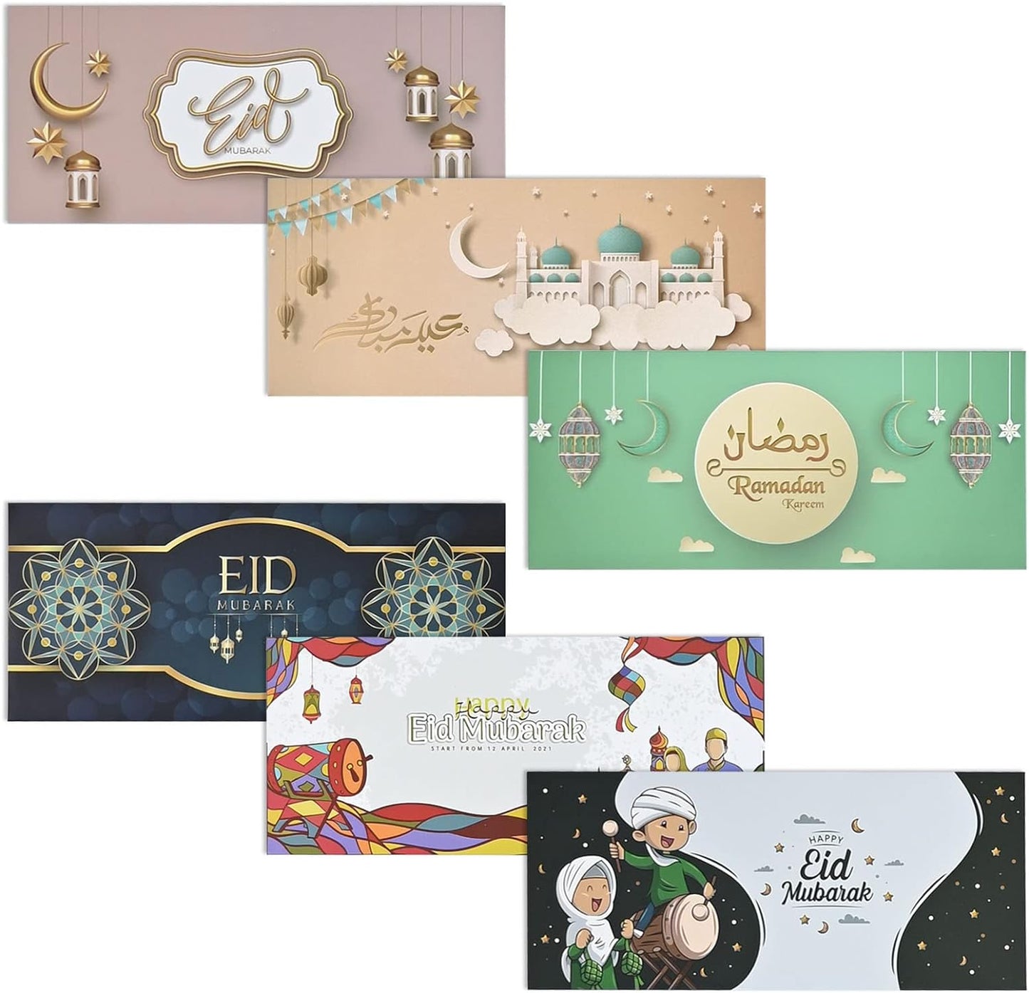 Eid Mubarak Gift Envelope | Money Envelopes for Cash - pack of 6