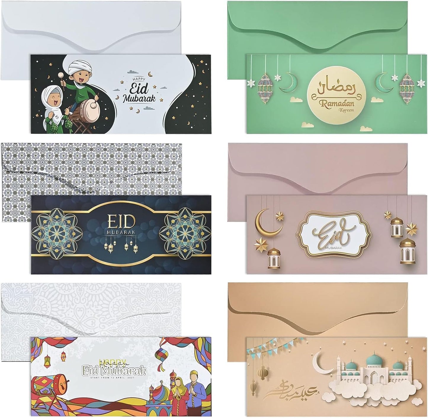 Eid Mubarak Gift Envelope | Money Envelopes for Cash - pack of 6