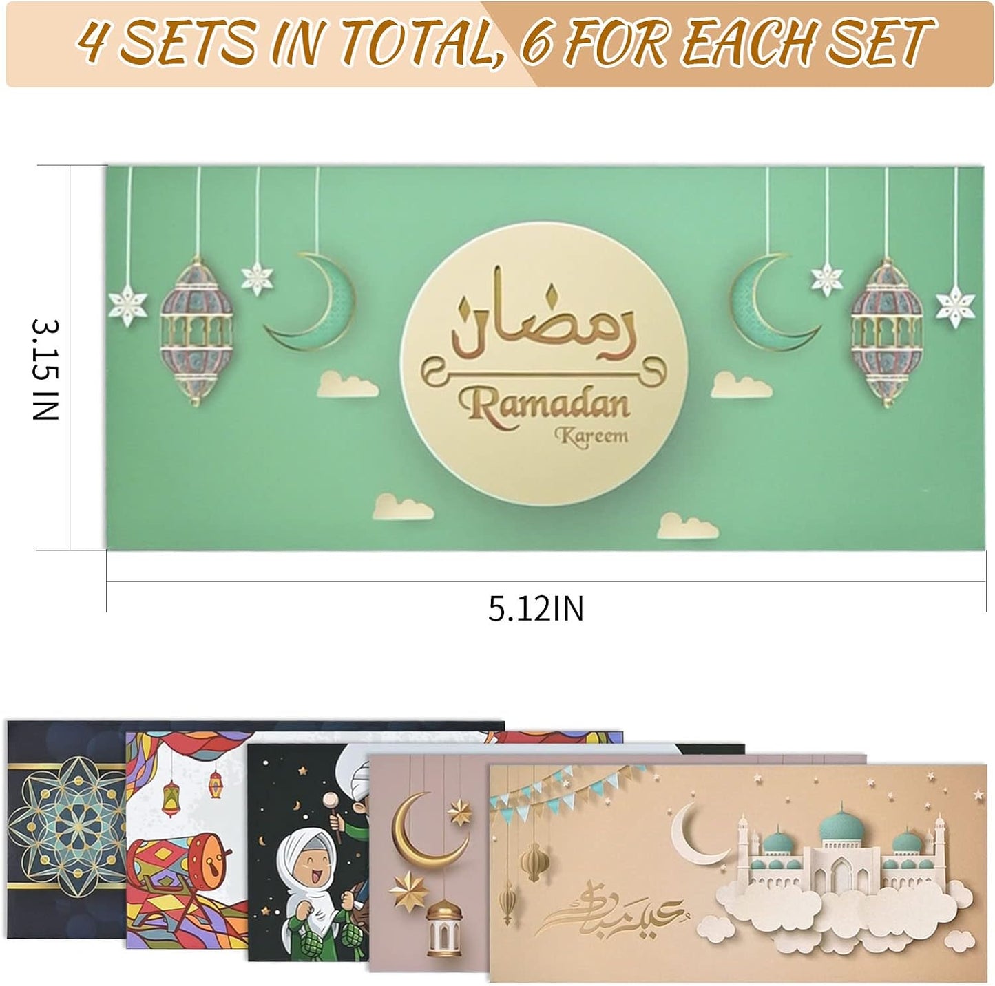 Eid Mubarak Gift Envelope | Money Envelopes for Cash - pack of 6