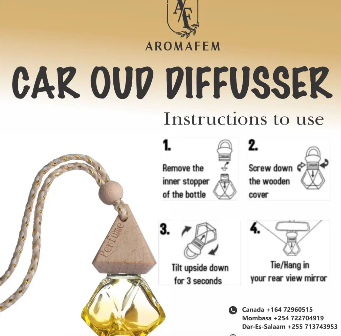 Aromafem Incense Oud Car Diffuser | Hanging Car Freshener