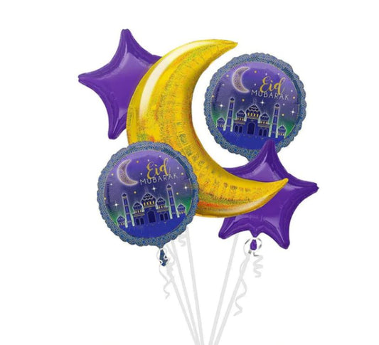 Eid Mubarak Foil Balloons 5pk