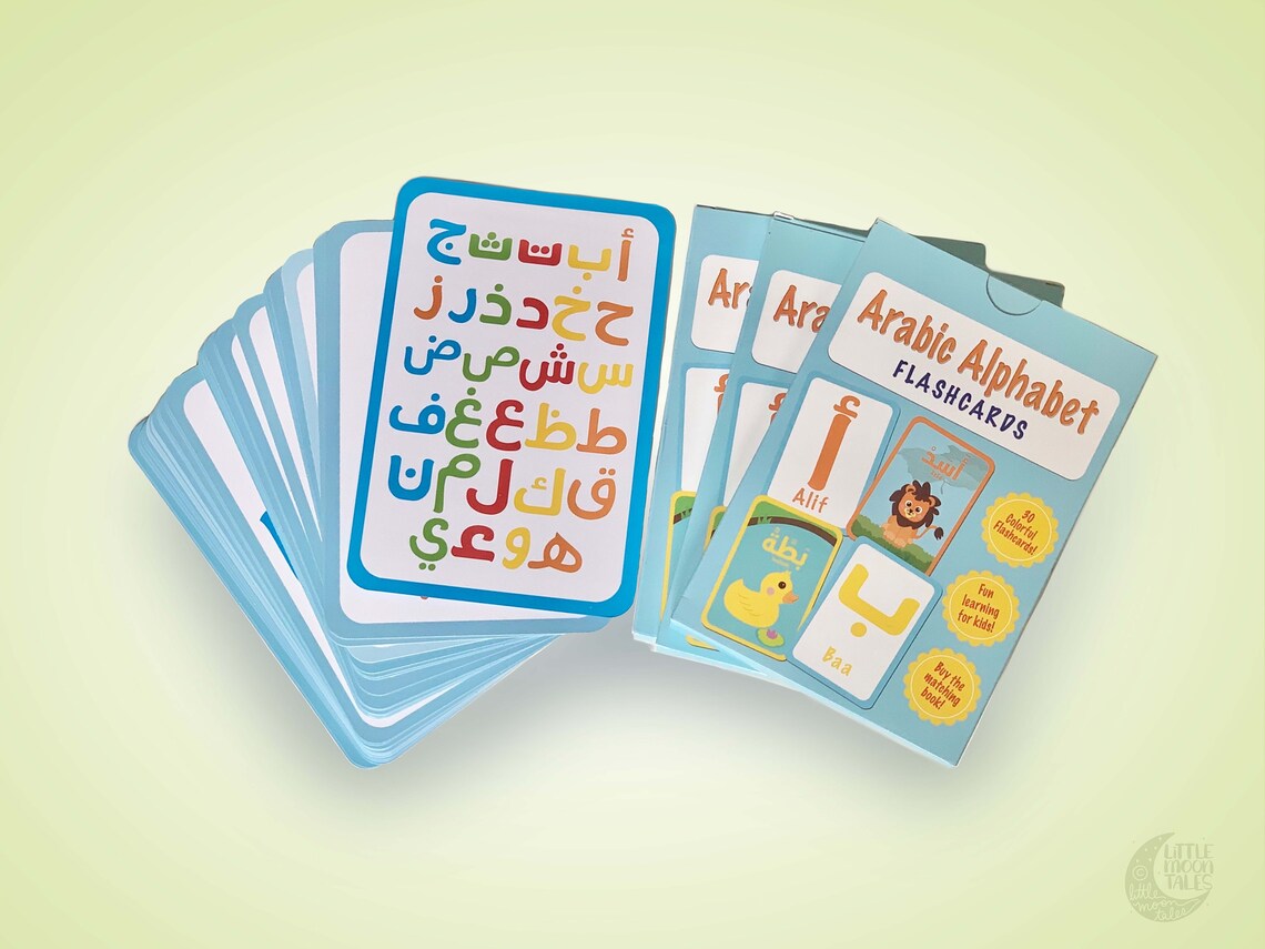 Alif Baa Taa Thaa Book and Flashcard Set | Arabic Alphabet Book and Interactive Flashcards, Montessori Learning