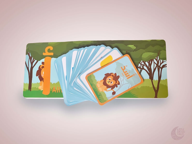 Alif Baa Taa Thaa Book and Flashcard Set | Arabic Alphabet Book and Interactive Flashcards, Montessori Learning