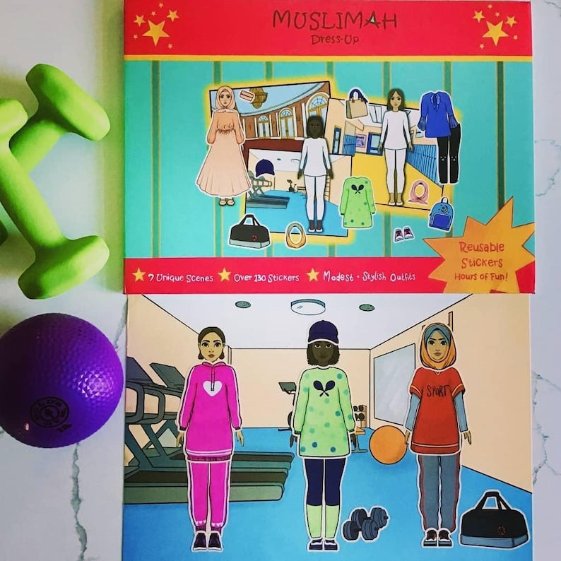 Reusable Dress-up Sticker Set, Islamic gifts, Eid, ramadan stickers, hijab, abaya, modest fashion swim, Muslim doll, decoration, paper dolls By Momin Explores (Copy)