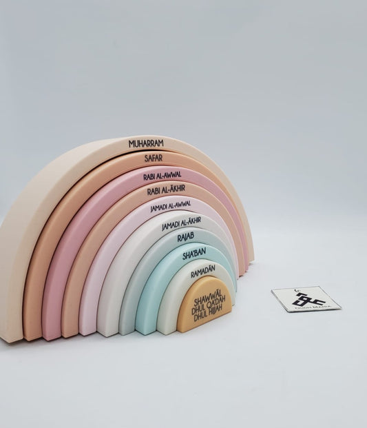 Silicone rainbow stacker - 12 Islamic months - Made by For my Imaan | Now available in USA