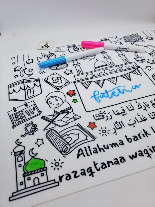 Washable Ramadan Coloring Silicone Placemat | Ramadhan Coloring Placemat by ZH Creates